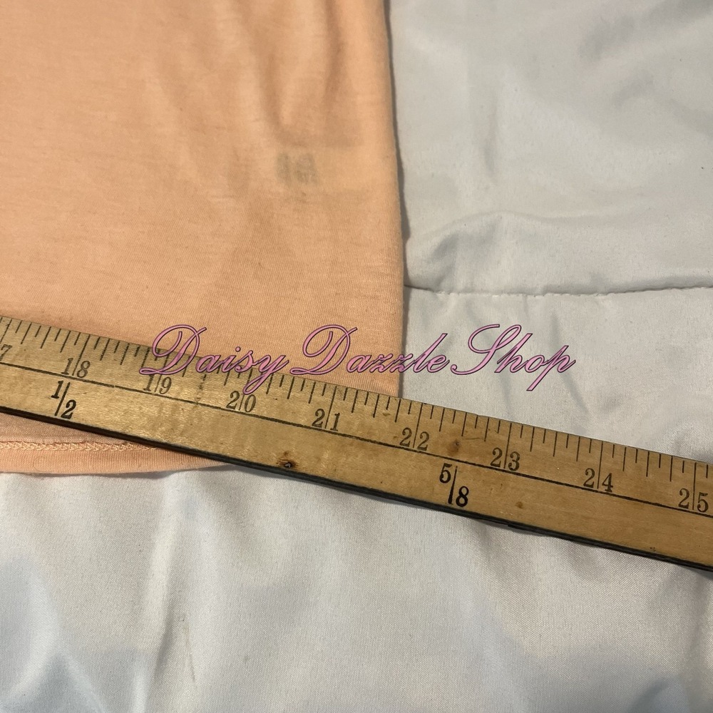 Women's Drape Cowl Neck Crochet Back Detail Top Sz M Short Sleeve Orange Peach - Picture 7 of 8